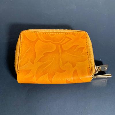 LOT 22 L: Valentina Italian Leather Card Wallet, Koba Pink Leather Cross Body Phone Bag, & Vince Camuto Canary Yellow Pebbled Leather...