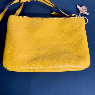 LOT 22 L: Valentina Italian Leather Card Wallet, Koba Pink Leather Cross Body Phone Bag, & Vince Camuto Canary Yellow Pebbled Leather...