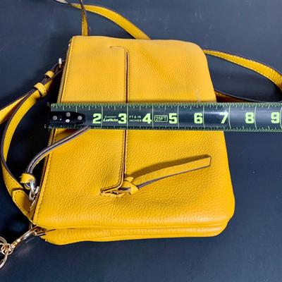 LOT 22 L: Valentina Italian Leather Card Wallet, Koba Pink Leather Cross Body Phone Bag, & Vince Camuto Canary Yellow Pebbled Leather...