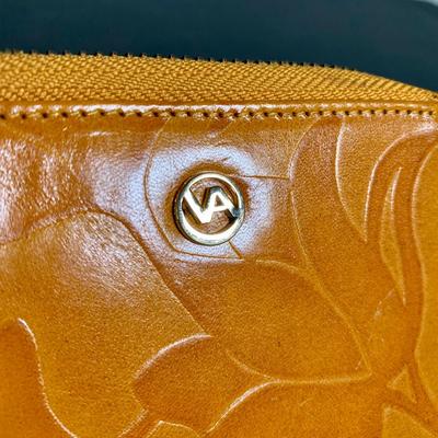 LOT 22 L: Valentina Italian Leather Card Wallet, Koba Pink Leather Cross Body Phone Bag, & Vince Camuto Canary Yellow Pebbled Leather...