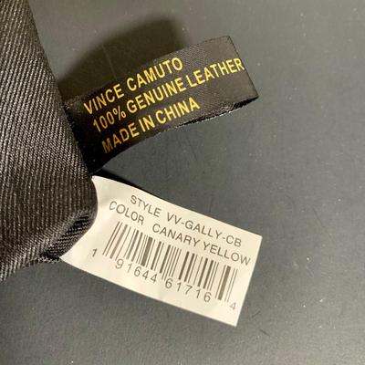 LOT 22 L: Valentina Italian Leather Card Wallet, Koba Pink Leather Cross Body Phone Bag, & Vince Camuto Canary Yellow Pebbled Leather...