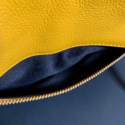 LOT 22 L: Valentina Italian Leather Card Wallet, Koba Pink Leather Cross Body Phone Bag, & Vince Camuto Canary Yellow Pebbled Leather...