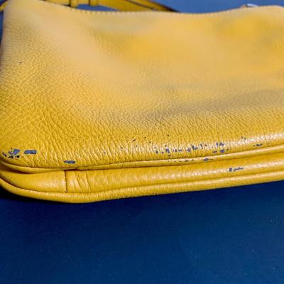 LOT 22 L: Valentina Italian Leather Card Wallet, Koba Pink Leather Cross Body Phone Bag, & Vince Camuto Canary Yellow Pebbled Leather...