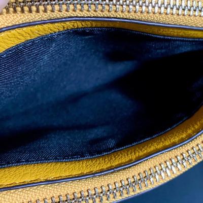 LOT 22 L: Valentina Italian Leather Card Wallet, Koba Pink Leather Cross Body Phone Bag, & Vince Camuto Canary Yellow Pebbled Leather...