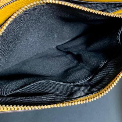 LOT 22 L: Valentina Italian Leather Card Wallet, Koba Pink Leather Cross Body Phone Bag, & Vince Camuto Canary Yellow Pebbled Leather...