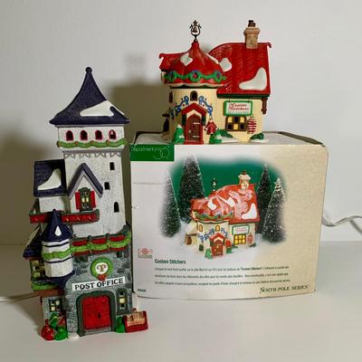 LOT 25 L: St. Nicholas Square Illuminated 2009 "Ryan's Bicycle Shop", 2010 "The Coffee Grounds", Department 56...