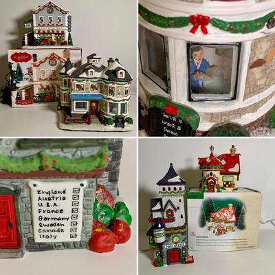 LOT 25 L: St. Nicholas Square Illuminated 2009 "Ryan's Bicycle Shop", 2010 "The Coffee Grounds", Department 56...