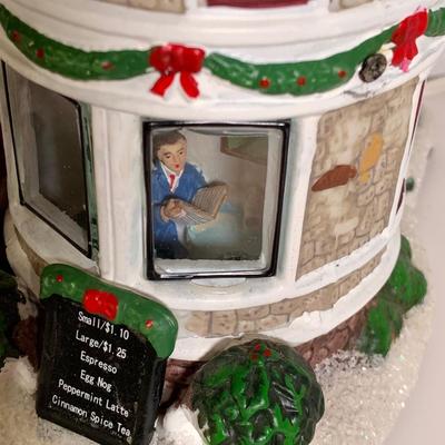 LOT 25 L: St. Nicholas Square Illuminated 2009 "Ryan's Bicycle Shop", 2010 "The Coffee Grounds", Department 56...