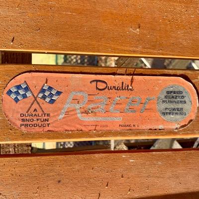 LOT 31 L: Vintage Wooden Duralite Racer Sled: Aluminum Frame