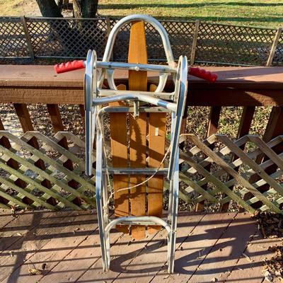 LOT 31 L: Vintage Wooden Duralite Racer Sled: Aluminum Frame