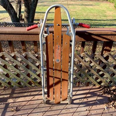 LOT 31 L: Vintage Wooden Duralite Racer Sled: Aluminum Frame