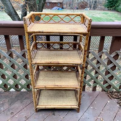 LOT 34 L: Pier 1 Aberdeen Collection Rattan 4 Tier Shelf