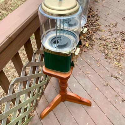 LOT 37 L: Dual Silent Sales Force Inc. Gumball Machines on Wooden Stand w/ Key