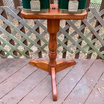 LOT 37 L: Dual Silent Sales Force Inc. Gumball Machines on Wooden Stand w/ Key