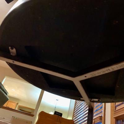 LOT 39 L: Set of 2 Circular Marble Top Tables w/ Metal Bases