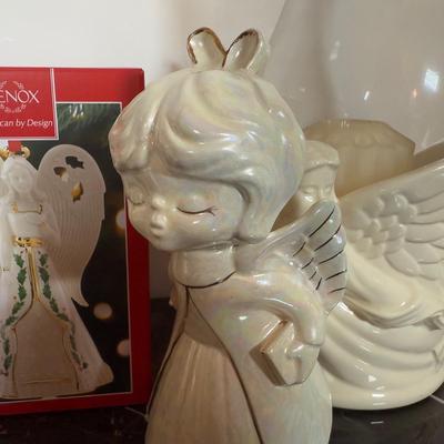 LOT 43D: Angel Home Decor - Lenox Holiday Angel Bell w/ Box, Waterford Crystal Ornaments, Willow Tree & More