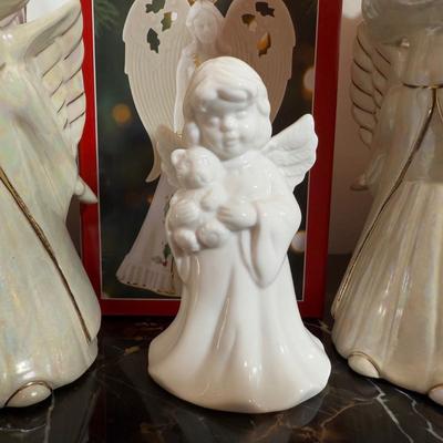 LOT 43D: Angel Home Decor - Lenox Holiday Angel Bell w/ Box, Waterford Crystal Ornaments, Willow Tree & More