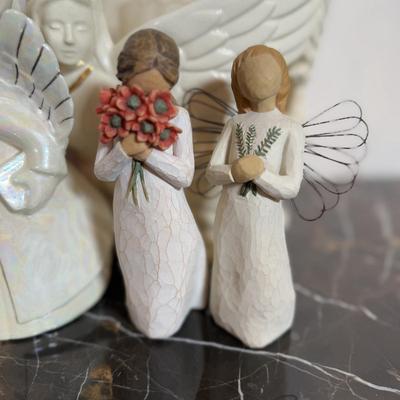 LOT 43D: Angel Home Decor - Lenox Holiday Angel Bell w/ Box, Waterford Crystal Ornaments, Willow Tree & More