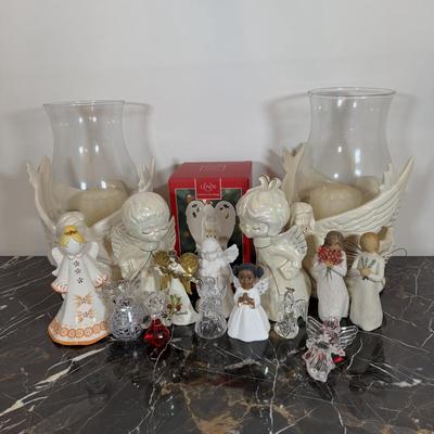 LOT 43D: Angel Home Decor - Lenox Holiday Angel Bell w/ Box, Waterford Crystal Ornaments, Willow Tree & More