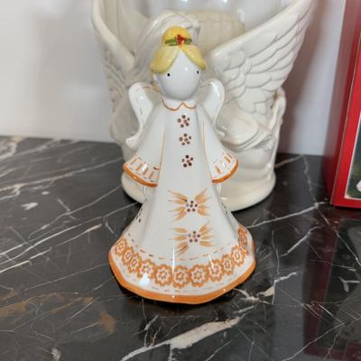 LOT 43D: Angel Home Decor - Lenox Holiday Angel Bell w/ Box, Waterford Crystal Ornaments, Willow Tree & More