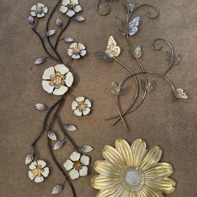 LOT 48K: Metal Butterfly Wall Decor & Floral Wall Decor