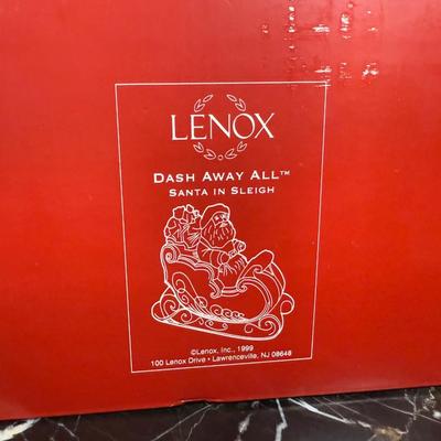 LOT 50D: Lenox Christmas - Stacking Snowman Candy Box, Yuletide Snowman Votive, Snowman’s Glow Votive, Dash Away All Santa in Sleigh...