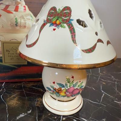 LOT 50D: Lenox Christmas - Stacking Snowman Candy Box, Yuletide Snowman Votive, Snowman’s Glow Votive, Dash Away All Santa in Sleigh...