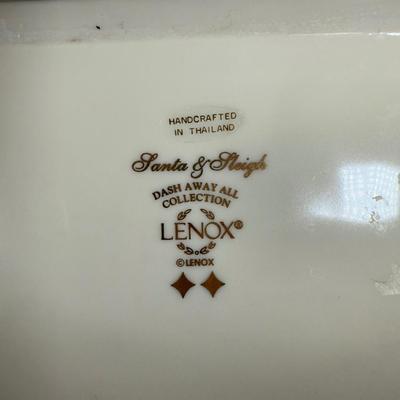 LOT 50D: Lenox Christmas - Stacking Snowman Candy Box, Yuletide Snowman Votive, Snowman’s Glow Votive, Dash Away All Santa in Sleigh...