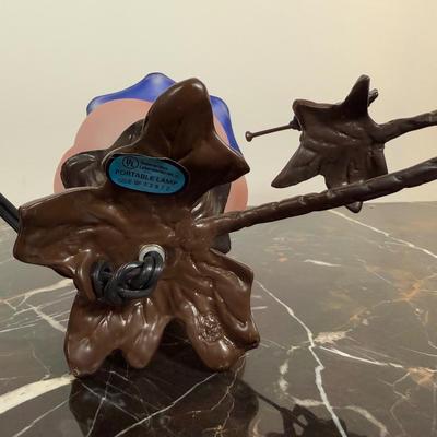 LOT 51D: Art Glass Rose, Vases & Cherub Tulip Lamp