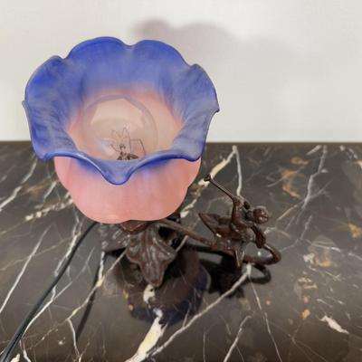 LOT 51D: Art Glass Rose, Vases & Cherub Tulip Lamp