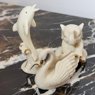 LOT 52D: Lenox Collection - Woodland S&P, Dog w/ Football, Narcissus Flower Vase, Candle Sticks & Animal Set