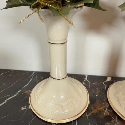 LOT 52D: Lenox Collection - Woodland S&P, Dog w/ Football, Narcissus Flower Vase, Candle Sticks & Animal Set