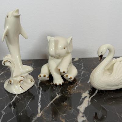 LOT 52D: Lenox Collection - Woodland S&P, Dog w/ Football, Narcissus Flower Vase, Candle Sticks & Animal Set