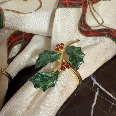 LOT 53D: Lenox Holiday Hostess Dish, Special Plate, Say it With Silk Cups, Holly Bowls & Shaped Treat Trays