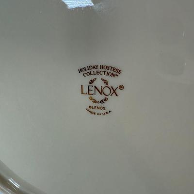 LOT 53D: Lenox Holiday Hostess Dish, Special Plate, Say it With Silk Cups, Holly Bowls & Shaped Treat Trays