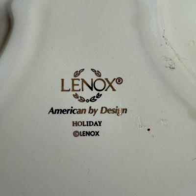 LOT 53D: Lenox Holiday Hostess Dish, Special Plate, Say it With Silk Cups, Holly Bowls & Shaped Treat Trays