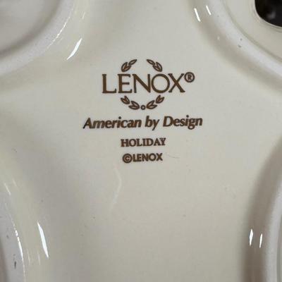 LOT 53D: Lenox Holiday Hostess Dish, Special Plate, Say it With Silk Cups, Holly Bowls & Shaped Treat Trays