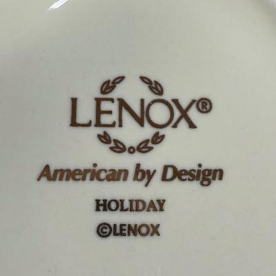 LOT 53D: Lenox Holiday Hostess Dish, Special Plate, Say it With Silk Cups, Holly Bowls & Shaped Treat Trays