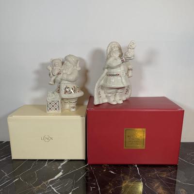 LOT 55F: Lenox China Jewels w/ Boxes - Santa Bearing Gifts & Santa w/ Bear