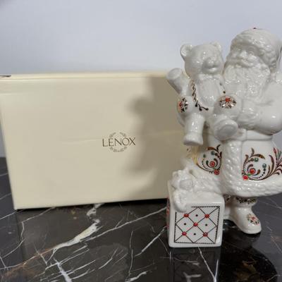 LOT 55F: Lenox China Jewels w/ Boxes - Santa Bearing Gifts & Santa w/ Bear