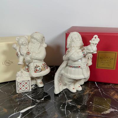 LOT 55F: Lenox China Jewels w/ Boxes - Santa Bearing Gifts & Santa w/ Bear