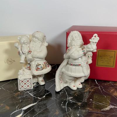 LOT 55F: Lenox China Jewels w/ Boxes - Santa Bearing Gifts & Santa w/ Bear