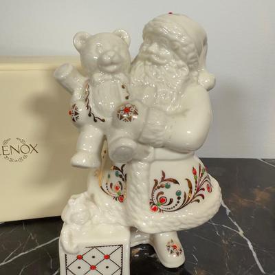LOT 55F: Lenox China Jewels w/ Boxes - Santa Bearing Gifts & Santa w/ Bear