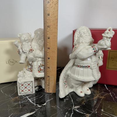 LOT 55F: Lenox China Jewels w/ Boxes - Santa Bearing Gifts & Santa w/ Bear