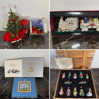 LOT 62D: Ornament Collection - 2002 Thomas Pacconi Classics, Ceramic Gold Trim Train & More