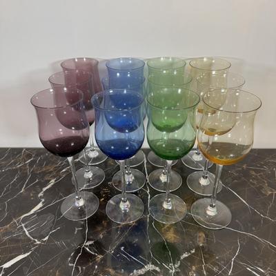 LOT 65D: Set of 12 Lenox Color Stemmed Glasses