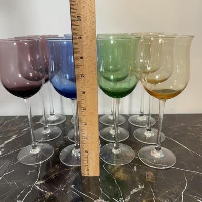 LOT 65D: Set of 12 Lenox Color Stemmed Glasses