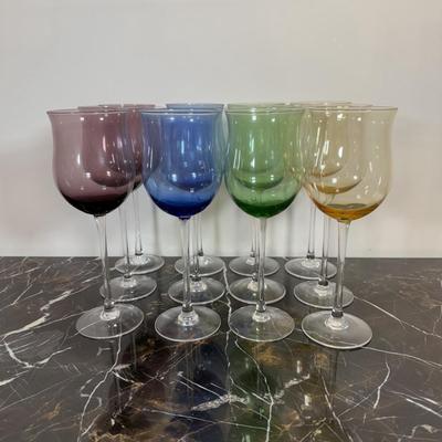 LOT 65D: Set of 12 Lenox Color Stemmed Glasses