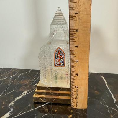 LOT 68F: Oleg Cassini Crystal Cross, Holographic Framed Last Supper & Glass Lit Church Decor