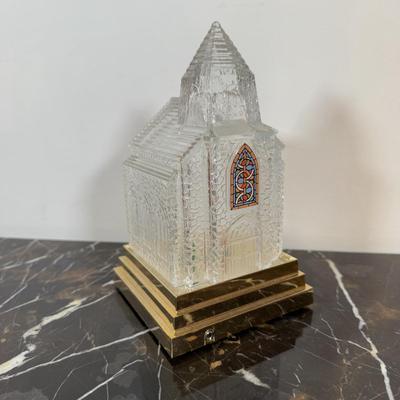 LOT 68F: Oleg Cassini Crystal Cross, Holographic Framed Last Supper & Glass Lit Church Decor